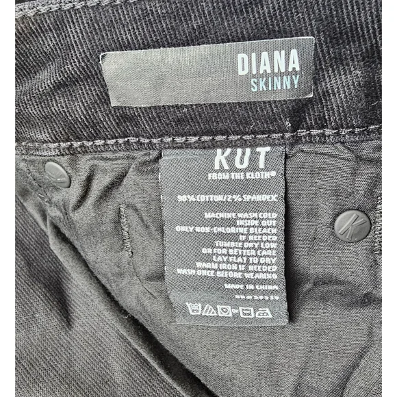 Kut From The Kloth Dianna Black Corduroy Skinny Jeans 10 - Picture 5 of 10